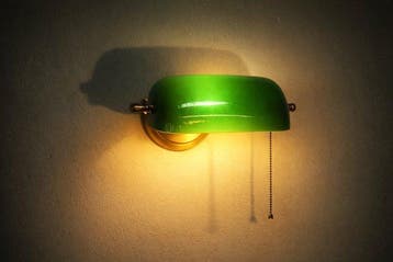 Wandkandelaar - Wandlamp, bankierslamp - Messing, Kristal -