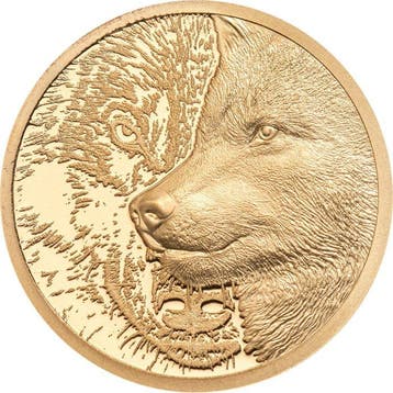 Mongolië. 1000 Togrog 2021 Mystic Wolf Gold, 1/10 Oz (.999)