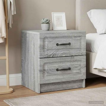 vidaXL Nachtkastje 2 st Grijs sonoma 43 x 34,5 x 44,5 cm, Minder dan 45 cm, Verzenden, Nieuw, Minder dan 55 cm