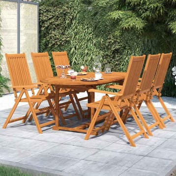vidaXL 7-delige Tuinset massief acaciahout 120-170 cm, Tuin en Terras, Tuinsets en Loungesets, 6 zitplaatsen, Nieuw, Tuinset, Verzenden