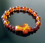 Amber Natuurlijke Baltische Barnsteen Armband met Kruis -