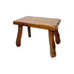 Kruk - Brutalistisch massief eikenhouten lage tafel of kruk