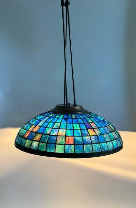 Lamp - Glas, Metaal - Tiffany-stijl handwerk, Antiek en Kunst, Kunst | Designobjecten