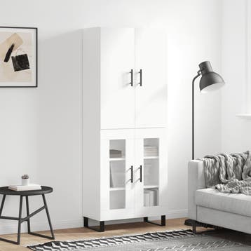 vidaXL buffetkast 69,5x34x180 cm bewerkt hout wit, Huis en Inrichting, Kasten | Buffetkasten, Verzenden, Nieuw, 50 tot 100 cm