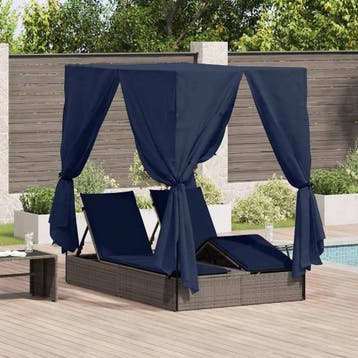 vidaXL Dubbele ligbed Zwart poly rattan, Tuin en Terras, Verzenden, Nieuw