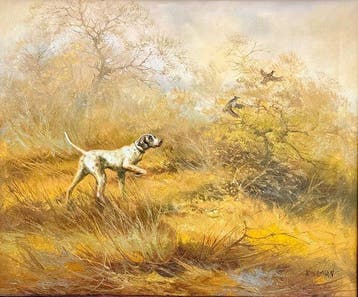 Eugene Kingman (1909-1975) - Pointer Flushing Game Birds, Antiek en Kunst, Kunst | Schilderijen | Klassiek