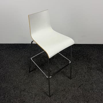 Witte Barkruk - Houten Zitting, Ophalen of Verzenden, Gebruikt