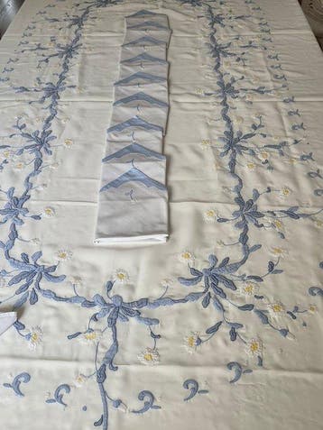 ovale tafellaken en 12 servetten - Tafelkleed (13) - 250 cm