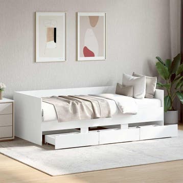 vidaXL Slaapbank met lades zonder matras 90x190 cm wit, 90 cm, Eenpersoons, Verzenden, Wit