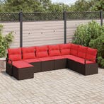 vidaXL Bankstel met kussen 8 pcs Bruin poly rattan, Verzenden, Nieuw, Rotan, 8 zitplaatsen