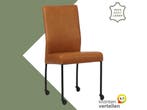 Leren eetkamerstoel Comfort met wieltjes - Rancho Cognac, Bruin, Nieuw, Leer, Ophalen of Verzenden