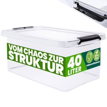 Opbergbox Transparant 58x39x26cm 40L stapelbaar (Huishouden), Verzenden, Nieuw