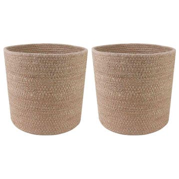 vidaXL Plantenpot Set 2 st Naturel Ø 21 x 21 cm 100% Tossa, Verzenden, Nieuw, Minder dan 30 cm