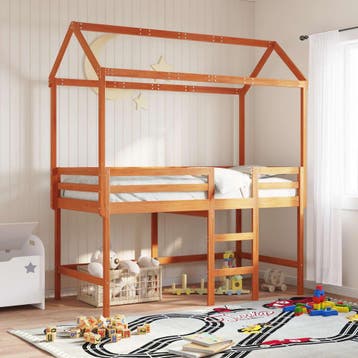 vidaXL Hoogslaper bedframe Waskleur Bruin 90 x 190 cm, Verzenden, Nieuw, Bruin, Hout