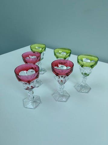 Val Saint Lambert - Wijnglas (6) - Lalaing - Kristal, Antiek en Kunst
