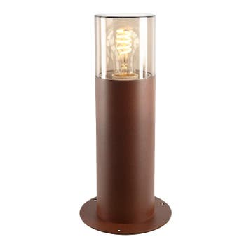 Roestkleur staande buitenlamp Sanel, Smoke glas, 30cm, Ophalen of Verzenden, Nieuw, Aluminium, Staande lamp