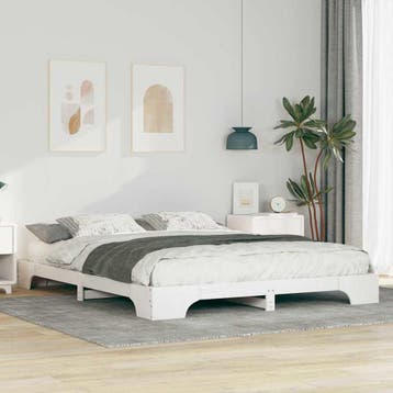 vidaXL Bedframe Wit 160 x 210 cm Massief grenenhout, Verzenden, Nieuw, Wit, Hout