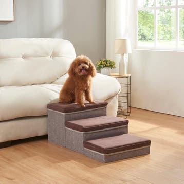 Hondentrap Vojens loopplank 75x40x30 cm donkerbruin en grijs, Verzenden, Nieuw