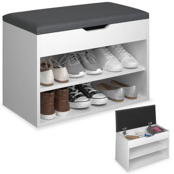 Schoenenkast Jasmina met zitkussen 60x30x43,5cm - wit, Huis en Inrichting, Kasten | Schoenenkasten, Verzenden, Nieuw