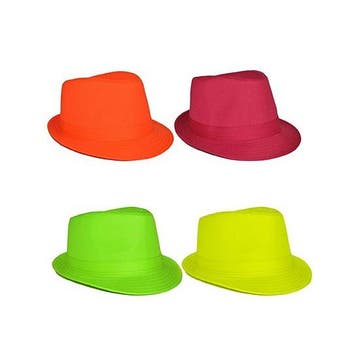 Neon trilby carnaval verkleed hoedje - Gangsterhoeden, Ophalen of Verzenden, Nieuw