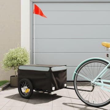 vidaXL Fietstrailer 30 kg ijzer zwart en grijs, Fietsen en Brommers, Fietsaccessoires | Aanhangers en Karren, Verzenden, Nieuw