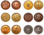 Wereld. Unique 6-Coin World Lot: Poland, UK, Belgium,