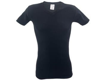 SQOTTON® V-hals T-shirt - Zwart, Kleding | Heren, Ondergoed, Verzenden