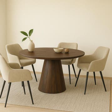 Mangohouten eettafel Mick rond bruin 150cm, Verzenden, Rond, Nieuw, Industriële meubels