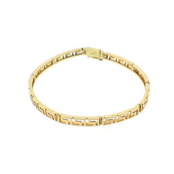 Meander gouden fantasie schakelarmband, Sieraden, Tassen en Uiterlijk, Ophalen of Verzenden, Gebruikt, Goud, Goud
