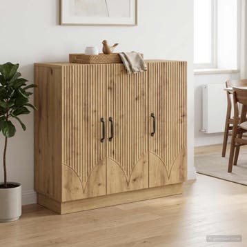 vidaXL Dressoir Artisanaal eiken 89 x 34,5 x 77 cm Bewerkt, Verzenden, Nieuw, Overige houtsoorten, Minder dan 50 cm