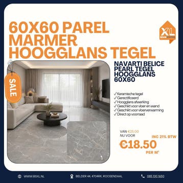 60x120 PAREL MARMER - VOORRAAD = ACTIE TEGEL =GERECTIFICEERD, Doe-het-zelf en Verbouw, Tegels, 60 cm of meer, Nieuw, Ophalen of Verzenden