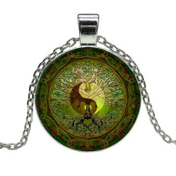 Fako Bijoux - Ketting - Cabochon - Yin Yang - Groen, Verzenden, Nieuw