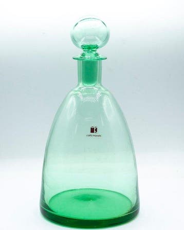 Carlo Moretti - Fles - Glas geblazen - aquamarijnkleurig met, Antiek en Kunst