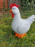 Beeld, garden statue white chicken - 42 cm - polyresin