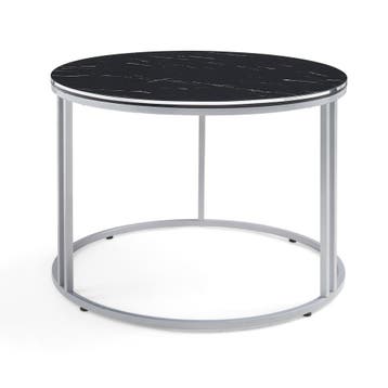 [en.casa] Salontafel Aulum rond 50x70 cm marmer zwart en zil, Huis en Inrichting, Tafels | Salontafels, Verzenden, Nieuw