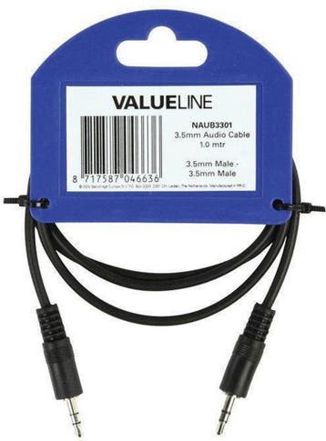 Valueline AUX Kabel – 1 Meter | 3.5mm Stereo Jack naar Jack, Ophalen of Verzenden, Nieuw