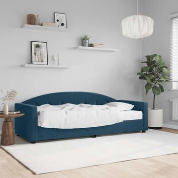 vidaXL Slaapbank met matras 80x200 cm fluweel blauw, Eenpersoons, Nieuw, 80 cm, 200 cm