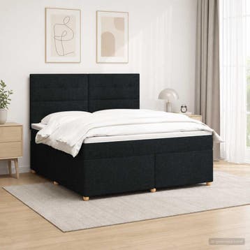 vidaXL Boxspringbed met matras met hoofdeinde Zwart 140 x, Verzenden, Nieuw, Tweepersoons, Zwart