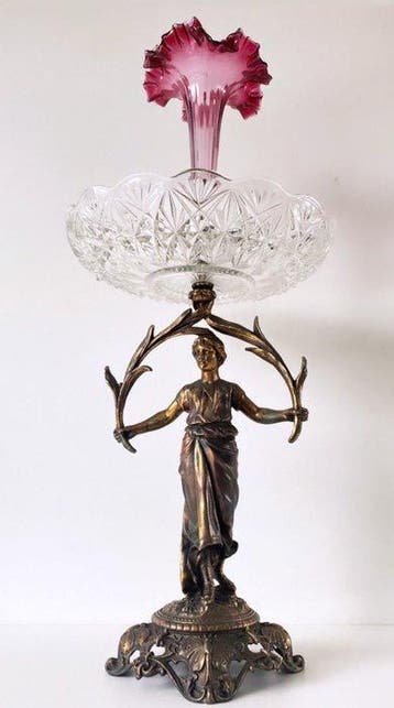 Tafelmiddenstuk - Brons, Koper, Glas, Kristal - Centerstuk, Antiek en Kunst