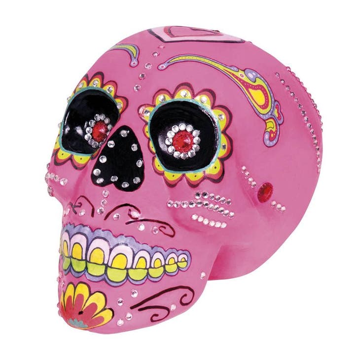 Sugar skull roze (20 x 14 cm) Dia de los Muertos / Dag van, Hobby en Vrije tijd, Feestartikelen, Nieuw, Verzenden