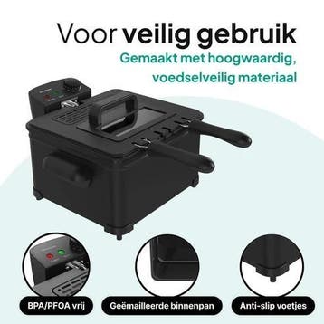 Frituurpan - 5 Liter - 3 Manden - Friteuse - Zwart, Verzenden, Zo goed als nieuw, Duo-friteuse
