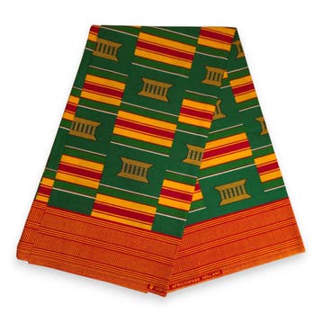 Afrikaanse wax print stof - Groen Pan Africa Kente Print Gha, Ophalen of Verzenden, Nieuw
