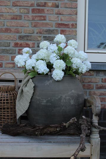 Zijden Hortensia Annabelle tak white 60 cm, Ophalen of Verzenden, Nieuw