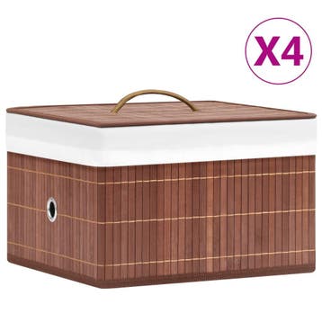 vidaXL Opbergboxen 4 st bamboe bruin, Verzenden, Nieuw