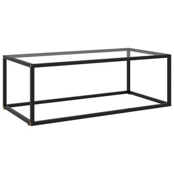 vidaXL Salontafel met gehard glas 100x50x35 cm zwart, 100 tot 150 cm, Verzenden, Nieuw, 50 tot 100 cm