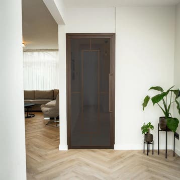 Stalen Binnendeur - Brons - 5 Vlaks - Rookglas, Minder dan 80 cm, Binnendeur, Nieuw, Metaal