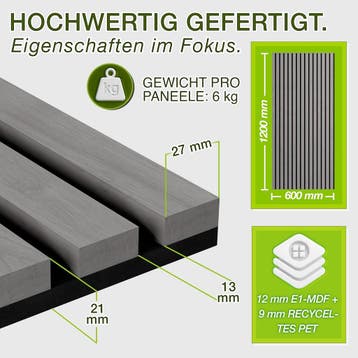 Wandpanelen - Akoestische panelen - Lattenwand - 2 stuks - 1, Verzenden, Zo goed als nieuw