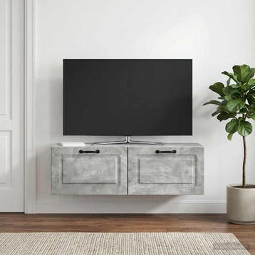 vidaXL Wandbeugel TV-kast Betongrijs 98 x 31 x 30 cm Bewerkt, Minder dan 50 cm, Verzenden, Nieuw, Minder dan 100 cm
