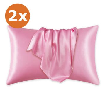 2 STUKS - Satijnen kussensloop Roze 60 x 70 cm hoofdkussen f, Ophalen of Verzenden, Nieuw