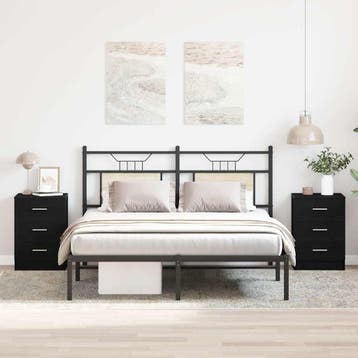 vidaXL Nachtkastjes 2 stuks Zwart Eiken 38x35x55 cm Bewerkt, Verzenden, Nieuw, Hout